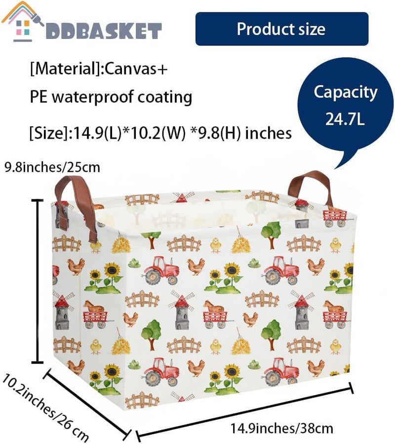 DDBASKET Cute Basket Farm Baskets for Home Decor Basket Rectangular Storage Bin Organizer Box Room Decor.(Farm) - Image 4