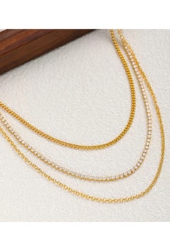 SYNSYB SYNSYB Elegant 14K Gold Plated Layered Necklace Set for Women - Includes Tennis, Link, and Twisted Chains with Toggle Clasp - Perfect for All Occasions With Luxury Gift Box  - Image 3