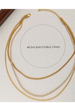 SYNSYB SYNSYB Elegant 14K Gold Plated Layered Necklace Set for Women - Includes Tennis, Link, and Twisted Chains with Toggle Clasp - Perfect for All Occasions With Luxury Gift Box  - Image 5