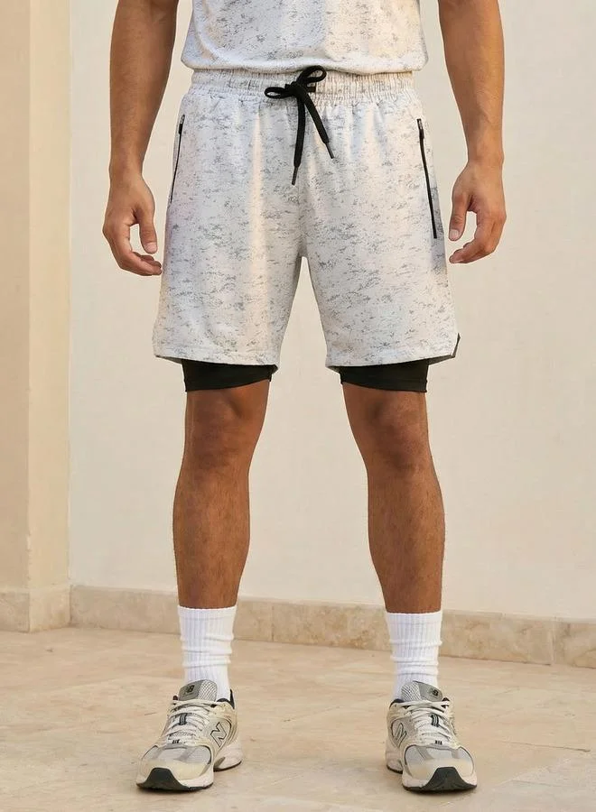 Splash Active Men 2 Way Stretch Running Shorts