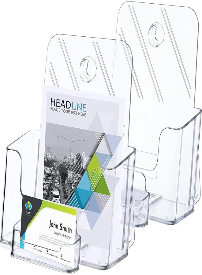 Remerry 8 Set 6.5 Inch Acrylic Brochure Holder with Business Card Pocket, Wide Bifold Clear Brochure Display Stand Flyer Holder for Pamphlet Literature Magazine Booklet, Desk or Wall Mount Display - Image 1