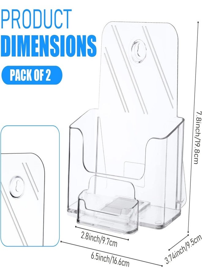Remerry 8 Set 6.5 Inch Acrylic Brochure Holder with Business Card Pocket, Wide Bifold Clear Brochure Display Stand Flyer Holder for Pamphlet Literature Magazine Booklet, Desk or Wall Mount Display - Image 3
