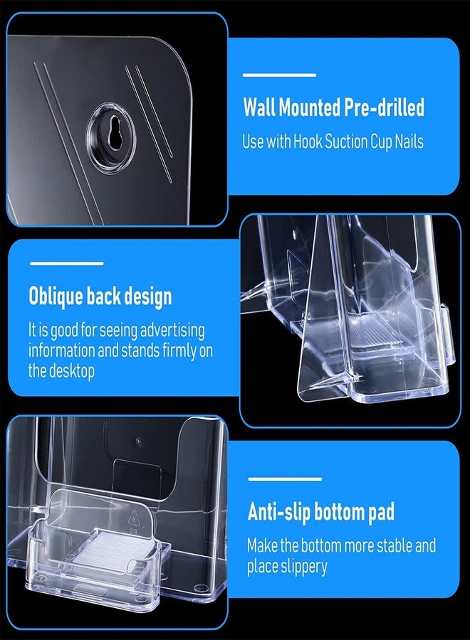 Remerry 8 Set 6.5 Inch Acrylic Brochure Holder with Business Card Pocket, Wide Bifold Clear Brochure Display Stand Flyer Holder for Pamphlet Literature Magazine Booklet, Desk or Wall Mount Display - Image 5