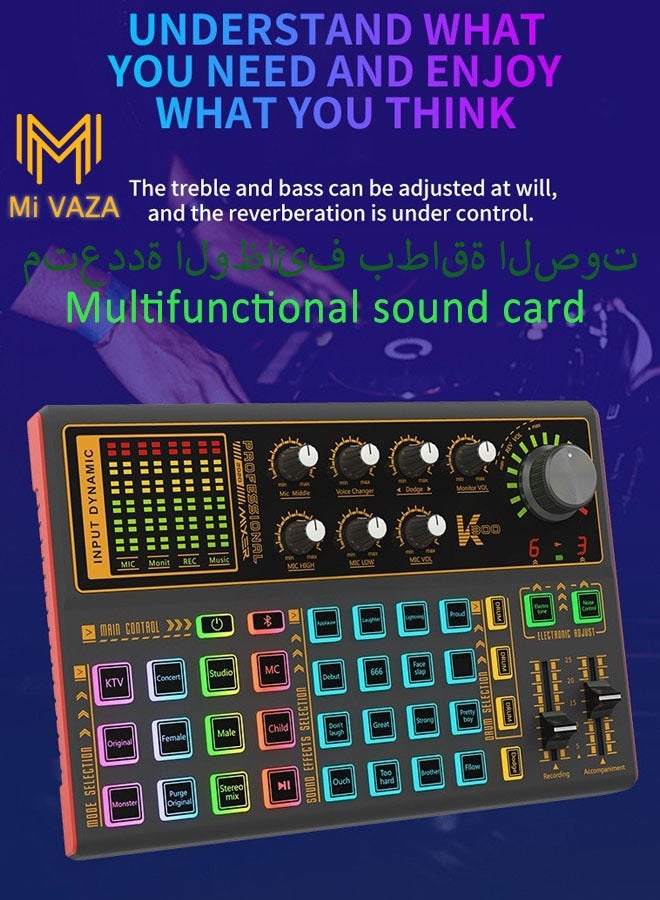 Mi VAZA USB Audio Interface Voice Changer Monitor Music External Soundcard Condenser Microphone Recording Sound Card  - Image 1