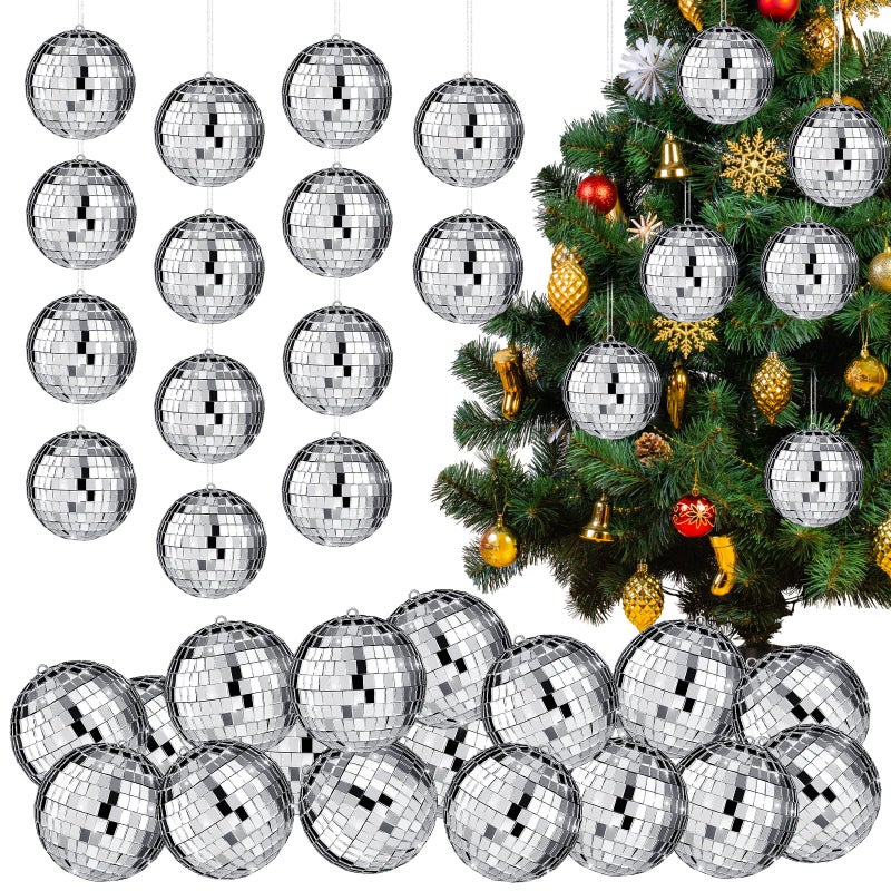 WILLBOND 17 حزمة كرة ديسكو كبيرة صغيرة مرآة معلقة زينة ديسكو للحفلات الزفاف والرقص ومهرجانات الموسيقى زينة نادي Props Stage DJ Decoration 32 بوصة
