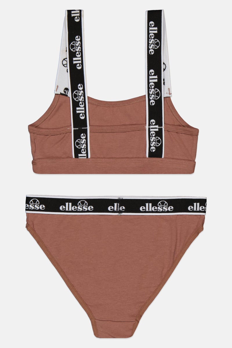 Ellesse Women 2 Pieces Non Padded Bralette And Underwear Set, Brown  - Image 2