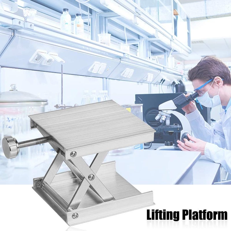 Calidaka Lab Scissors Jack, Stainless Steel Support Jack Platform Lift Stand Table, Aluminum Alloy Measure Tool for Science Experiment Stand - Image 4