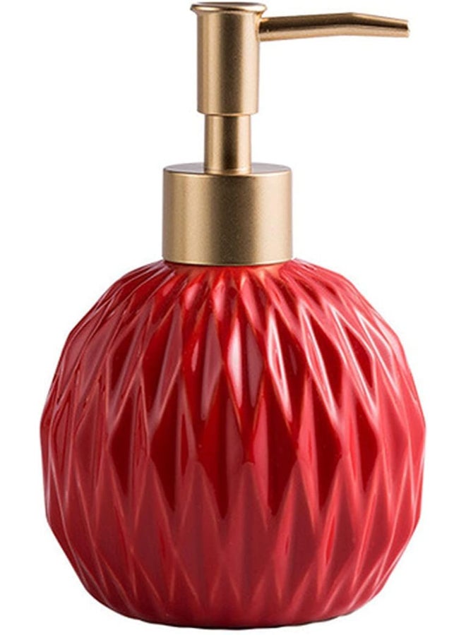 BECHOICEN Ceramics Gold Soap Dispenser for Bathroom Relief Soap Dispenser for Kitchen Sink 400ml135Oz Refillable Liquid Hand Soap Bottle with Gold Pump Red - Image 2