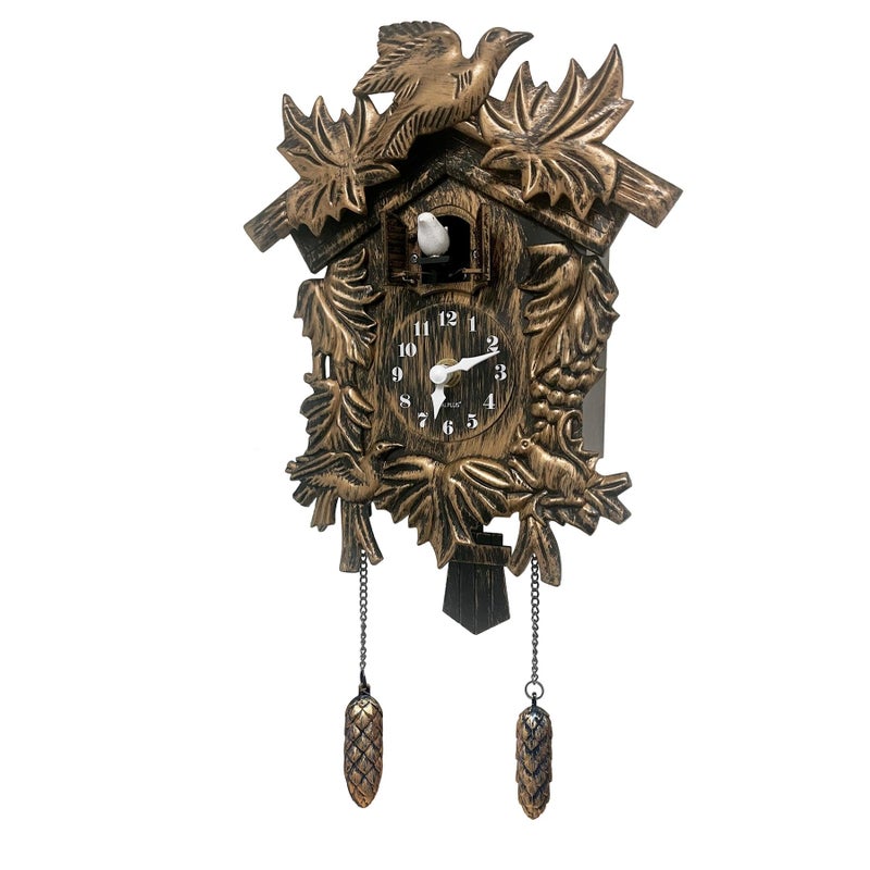WALPLUS Chiming Cookoo Clock Brown Vintage Bird Flapping Cuckoo Clocks Volume Adjustable Coo Coo Clocks Wall Decoration Battery Operated Pendulum Cuckoo Clock for Home Living Room Office - Image 1