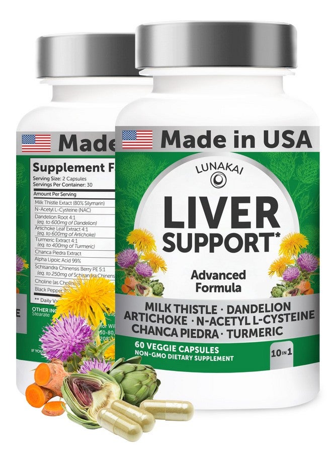 Lunakai USA Made Liver Cleanse Detox & Repair - Herbal Liver Support Supplement with Milk Thistle, Artichoke & NAC - Daily Detox, 60ct - Image 1