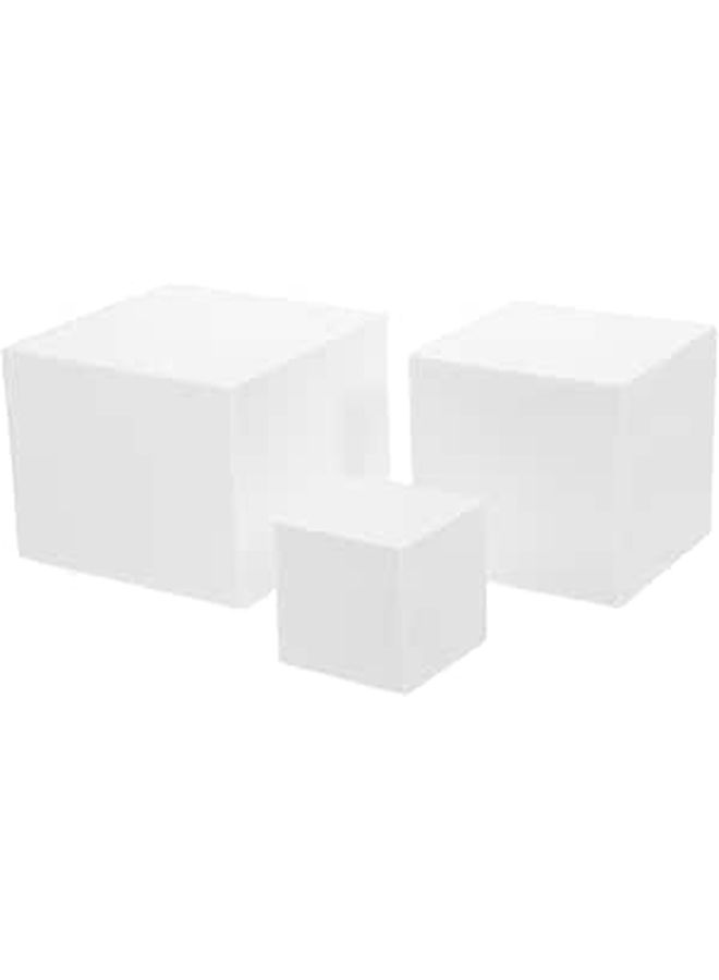 3 Pcs Smooth White Foam Geometric Cube Models for Product Photography Studio Props - Image 1