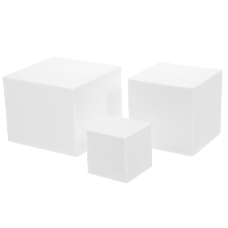 3 Pcs Smooth White Foam Geometric Cube Models for Product Photography Studio Props - Image 2