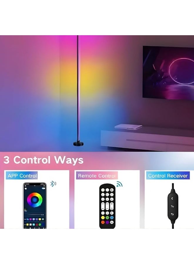 زينتورا مصباح زاوية أرضي LED RGB، إضاءة ملونة ومضيئة للموسيقى، قابل للتعتيم والتحكم عن بعد، ديكور عصري لغرفة المعيشة وغرفة الألعاب - Image 5