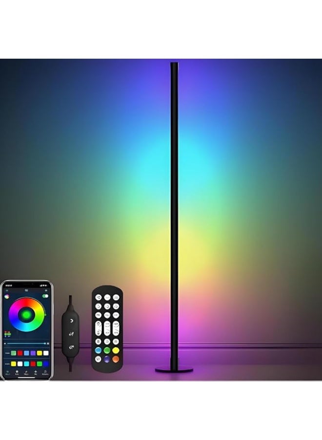 زينتورا مصباح زاوية أرضي LED RGB، إضاءة ملونة ومضيئة للموسيقى، قابل للتعتيم والتحكم عن بعد، ديكور عصري لغرفة المعيشة وغرفة الألعاب - Image 1