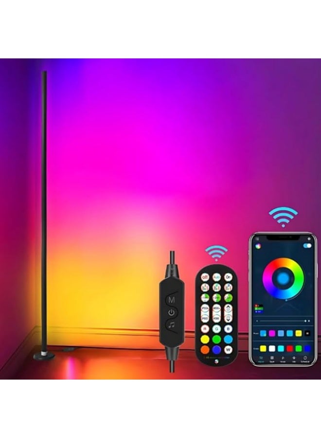 زينتورا مصباح زاوية أرضي LED RGB، إضاءة ملونة ومضيئة للموسيقى، قابل للتعتيم والتحكم عن بعد، ديكور عصري لغرفة المعيشة وغرفة الألعاب - Image 2