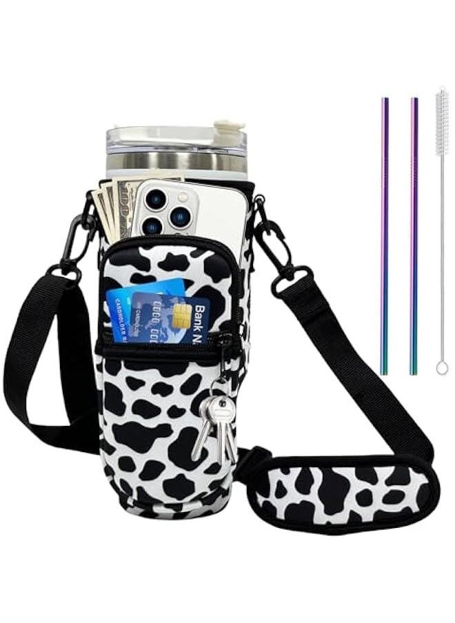 Generic Sport Water Bottle Bag with Adjsutable Strap Bottle Pouch Holder Sleeve for Stanley 40oz Tumbler with Handle for Men/Women Walking Hiking Camping Gym  - Image 1