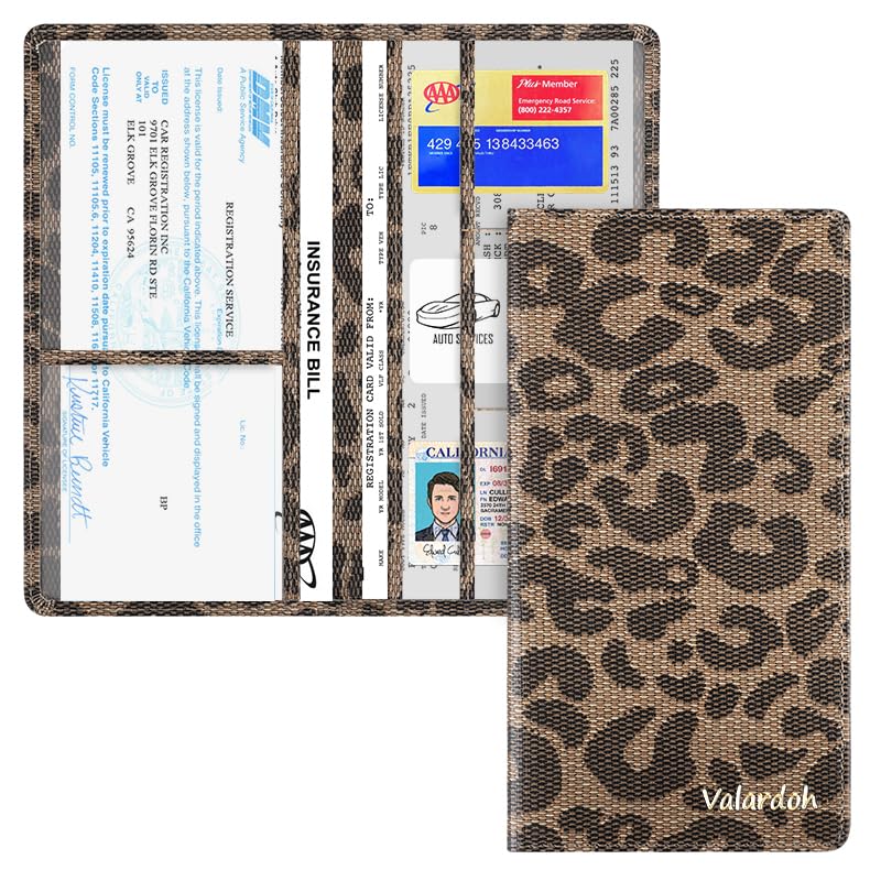 Valardoh Premium Car Registration and Insurance Card Holder, Car Document Holder for Cards, Driver License & other Essential Documents (Large, Leopard) - Image 2