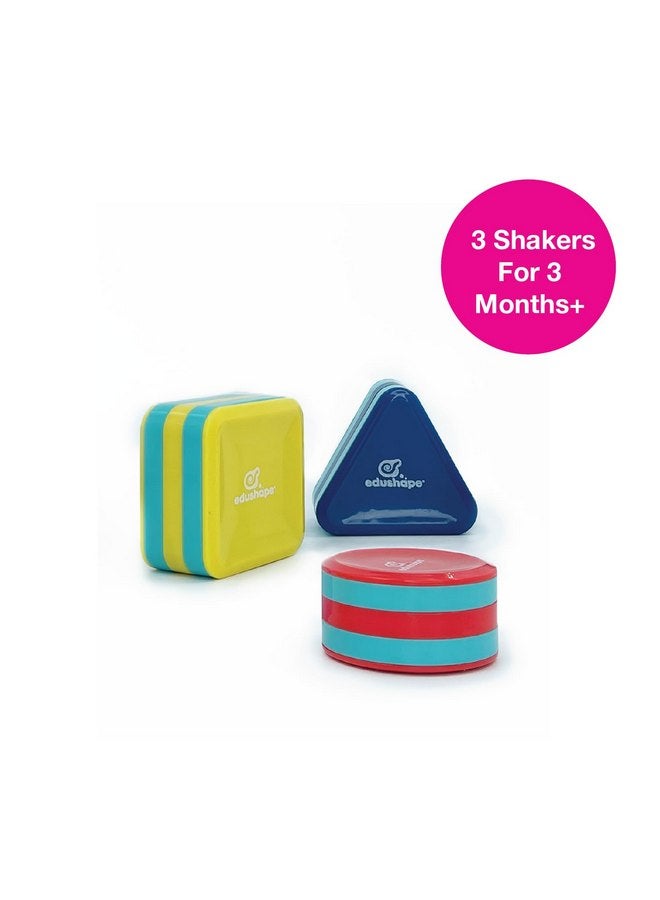 Edushape My First Shakers Basic Shapes - Vibrant Baby Maracas with Soothing Sound - Musical Egg Shakers for Babies - Grasping and Teething Rattle Toys - Enhances Tummy Time, Sensory Development - Image 2
