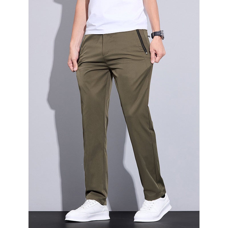 2025 Casual Pants Men'S New Slim Light Business Work Clothing Straight Slim Stretch Long Pants Zipper Flap Pocket Pants - Image 5