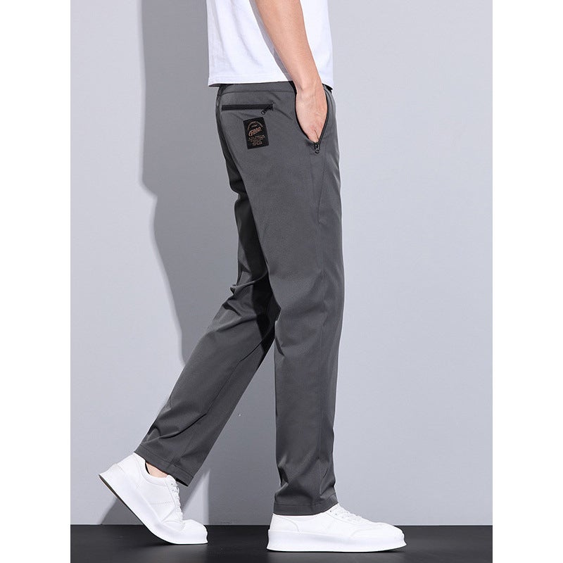 2025 Casual Pants Men'S New Slim Light Business Work Clothing Straight Slim Stretch Long Pants Zipper Flap Pocket Pants - Image 3