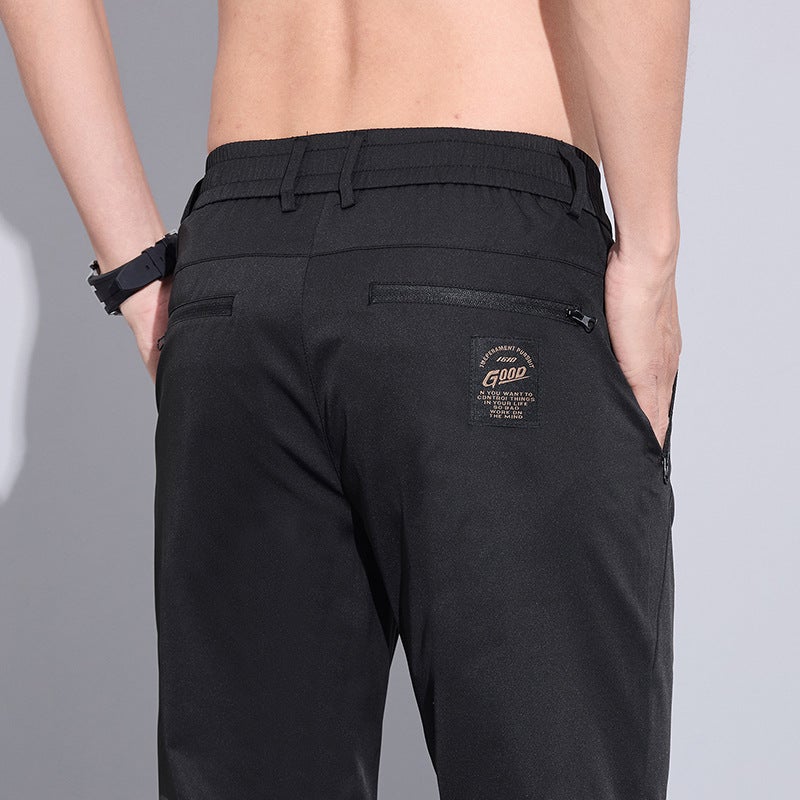 2025 Casual Pants Men'S New Slim Light Business Work Clothing Straight Slim Stretch Long Pants Zipper Flap Pocket Pants - Image 1