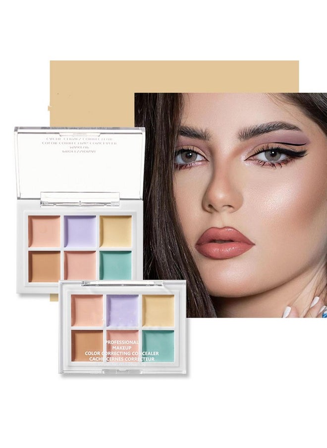 Melemando Color Correcting Concealer Palette 6 Colors Lightweight Smooth Correcting Contour Cream Makeup Palette (Color 01)  - Image 1