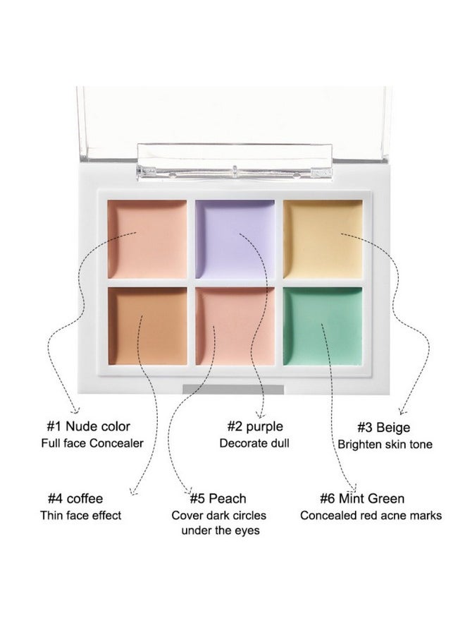 Melemando Color Correcting Concealer Palette 6 Colors Lightweight Smooth Correcting Contour Cream Makeup Palette (Color 01)  - Image 5