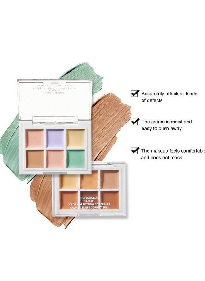 Melemando Color Correcting Concealer Palette 6 Colors Lightweight Smooth Correcting Contour Cream Makeup Palette (Color 01)  - Image 2