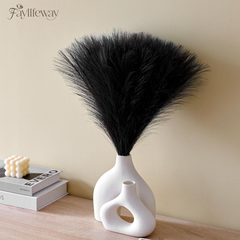 Faylifeway ðŸ±ðŸ¬ð™¥ð™˜ð™¨ Pampas Grass ðŸ­ðŸ³in, Black Artificial Pampas Grass Faux Plants Floral Fluffy Feathers Vase Filler for Boho Home Wedding Party Decoration (ð—•ð—¹ð—®ð—°ð—¸) - Image 2