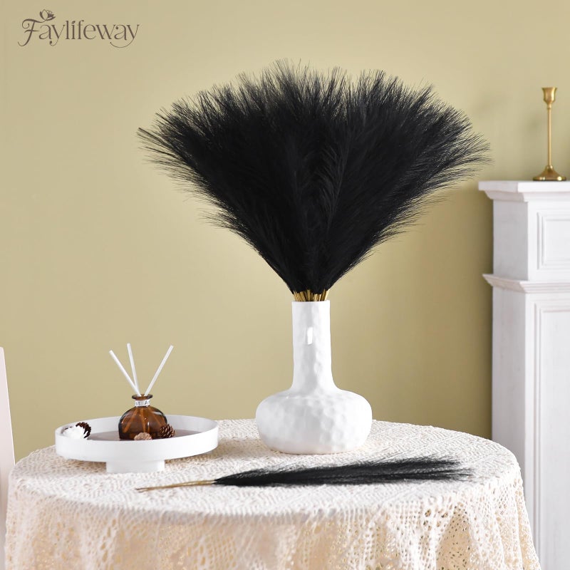 Faylifeway ðŸ±ðŸ¬ð™¥ð™˜ð™¨ Pampas Grass ðŸ­ðŸ³in, Black Artificial Pampas Grass Faux Plants Floral Fluffy Feathers Vase Filler for Boho Home Wedding Party Decoration (ð—•ð—¹ð—®ð—°ð—¸) - Image 3