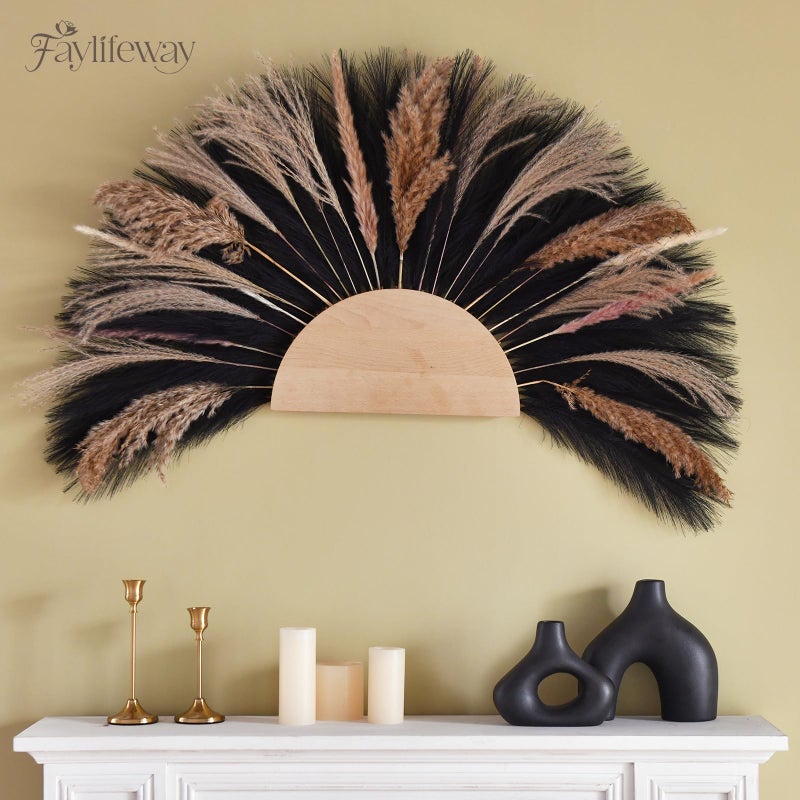 Faylifeway ðŸ±ðŸ¬ð™¥ð™˜ð™¨ Pampas Grass ðŸ­ðŸ³in, Black Artificial Pampas Grass Faux Plants Floral Fluffy Feathers Vase Filler for Boho Home Wedding Party Decoration (ð—•ð—¹ð—®ð—°ð—¸) - Image 5