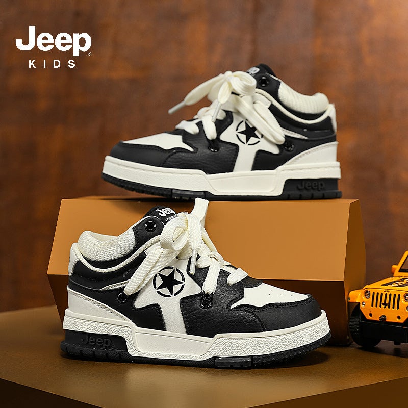 Jeep Boys Shoes 2024 Autumn New Waterproof Leather Sports Shoes Comfortable Soft Sole Running Shoes Casual Sneakers - Image 1