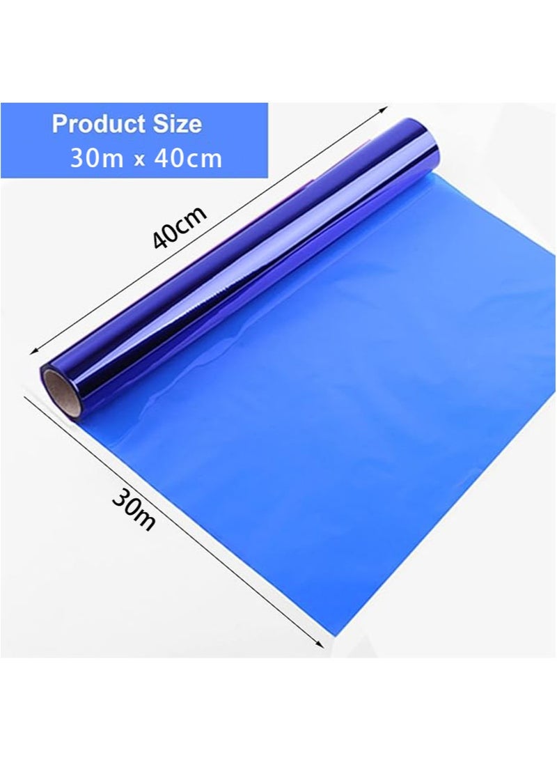 Apustim 30m Long x 40cm Wide Blue Cellophane Wrapping Roll With 100 Ties，Translucent Cellophane Wrapping Paper For Gift Baskets，DIY Arts And Crafts Decoration，Candy  - Image 3