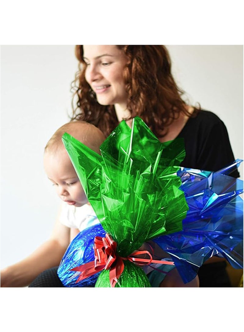 Apustim 30m Long x 40cm Wide Blue Cellophane Wrapping Roll With 100 Ties，Translucent Cellophane Wrapping Paper For Gift Baskets，DIY Arts And Crafts Decoration，Candy  - Image 5