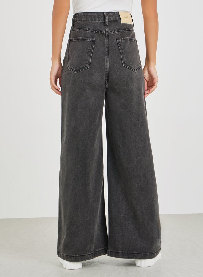 Styli Acid Wash Mid Rise Wide Leg Jeans - Image 4
