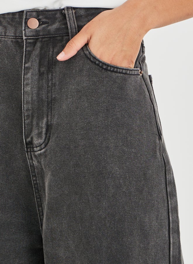 Styli Acid Wash Mid Rise Wide Leg Jeans - Image 3