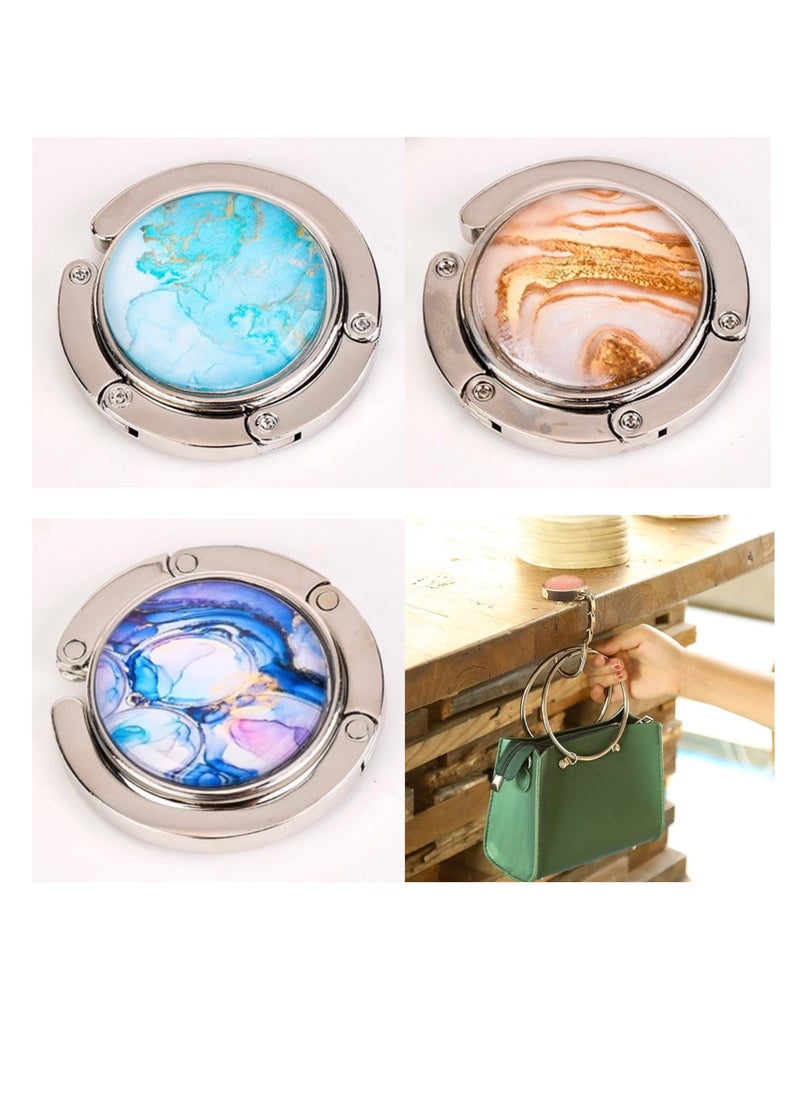 OUYoo OUYoo Handbag Hooks, Folding Handbag Hanger, Folding Section Storage Handbag Hook, Table Hook Purse Bag Holder, Can Withstand 3-5kg, for Women Girls Bags Organizers Storage Decor Gift (3pcs)  - Image 1