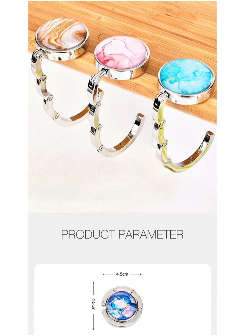 OUYoo OUYoo Handbag Hooks, Folding Handbag Hanger, Folding Section Storage Handbag Hook, Table Hook Purse Bag Holder, Can Withstand 3-5kg, for Women Girls Bags Organizers Storage Decor Gift (3pcs)  - Image 2