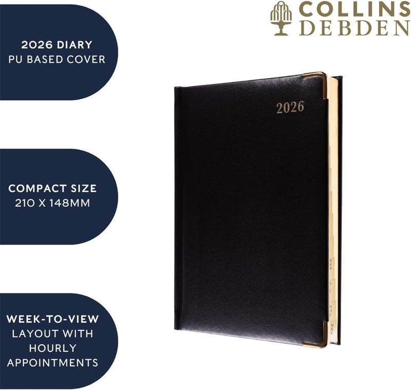 Collins - Classic - Compact 2026 12 Month Calendar Year Planner, Week-To-View with Appointments A5 Diary - Black (1270V.99-26) - Image 5