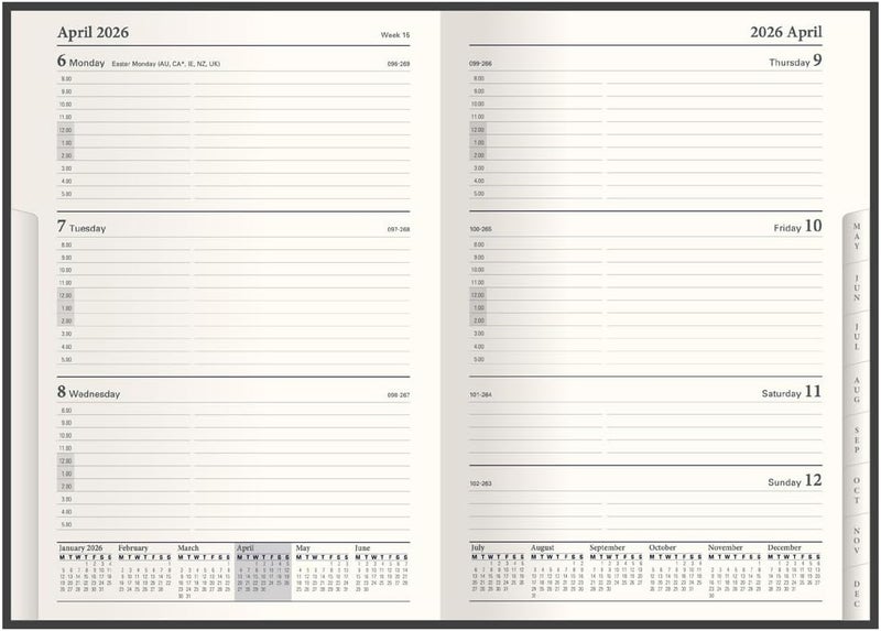 Collins - Classic - Compact 2026 12 Month Calendar Year Planner, Week-To-View with Appointments A5 Diary - Black (1270V.99-26) - Image 4