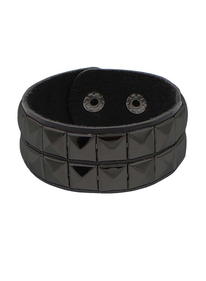 BaBakiak 3 Piece 80s Leather Studded Punk Bracelet, Rock Studded Leather Wristband for Men Women, 8 3 inch, Faux Leather, no gemstone - Image 4