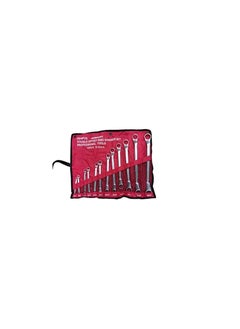 DENFOS 12 Piece Double Offset Ring End Spanner Set - Metric Sizes 6-32mm - High Strength Cr-V Sand Blown Steel Wrench with Roll Bag  - Image 2