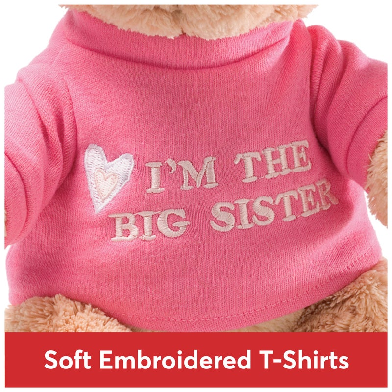 GUND “I’m The Big Sister” Message Bear with Pink T-Shirt, Teddy Bear Stuffed Animal for Ages 1 and Up, Brown, 12” - Image 2
