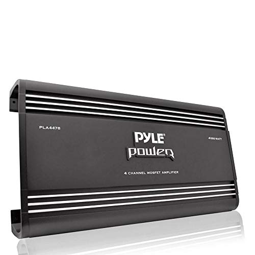 Pyle مضخم صوت السيارة بيل 4 قنوات - 4000 واط طاقة عالية مضخم صوت أوتوماتيكي صغير 4 قنوات مع MOSFET، تقاطع، تحكم في تعزيز الجهير، مدخل ومخرج RCA مطلي بالفضة - PLA4478 - Image 4