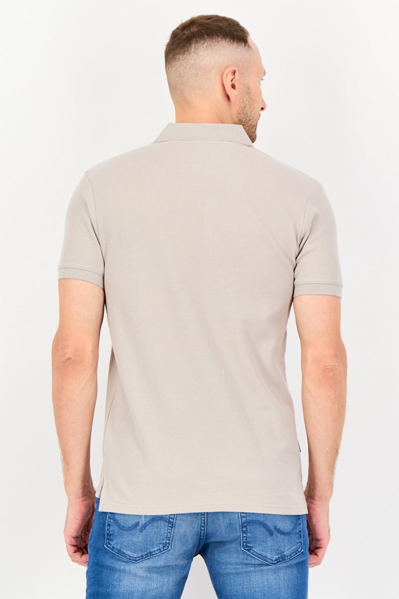 Algspar قميص بولو قصير الأكمام بتصميم عادي للرجال، رمادي فاتح - Image 3