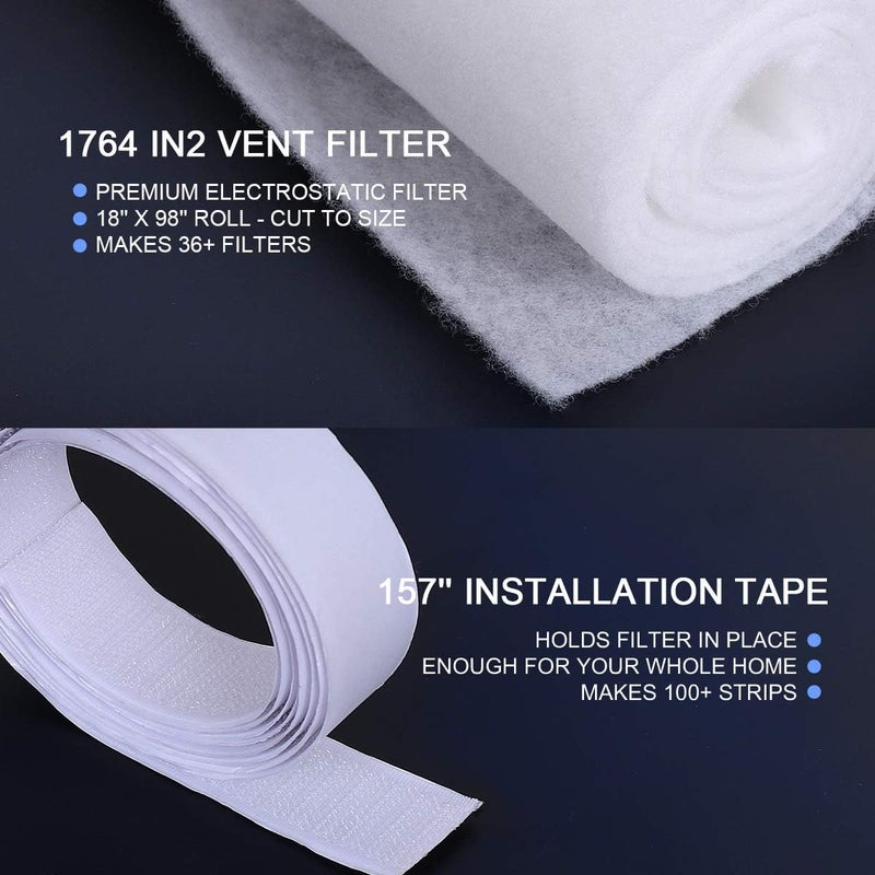 Complete Air Vent Filters Kit - 98" x 18" Electrostatic Media with Installation Tape - Image 5