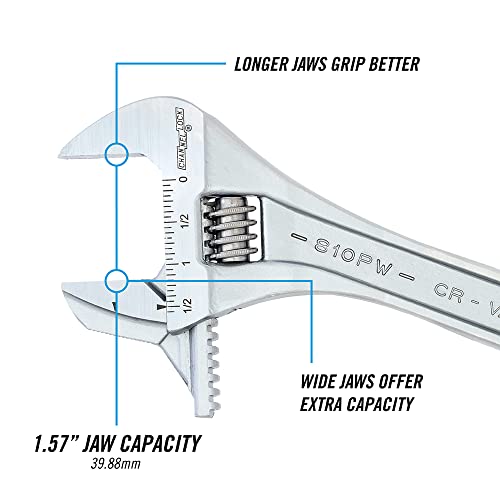Channellock 810PW 10" Reversible Jaw Adjustable Wrench/PIPE Wrench, Chrome - Image 4