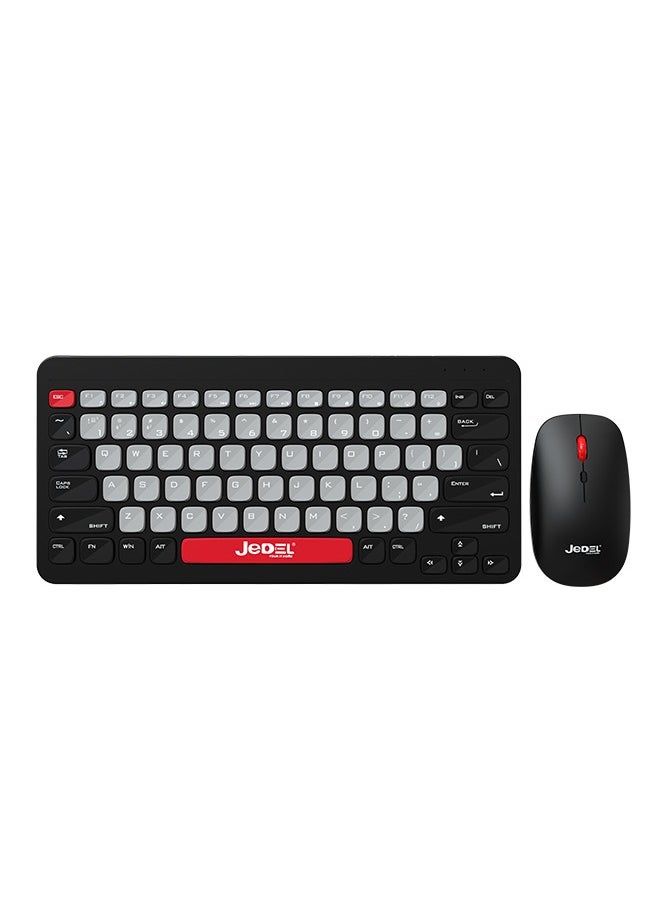 JeDEL - WS681B Wireless Bluetooth Office Mouse and Keyboard Set for PC, Tablet, Cell Phone Black - Image 1