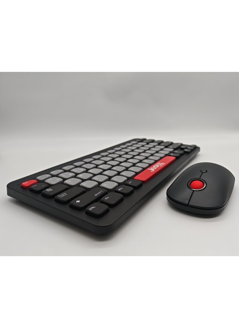 JeDEL - WS681B Wireless Bluetooth Office Mouse and Keyboard Set for PC, Tablet, Cell Phone Black - Image 1