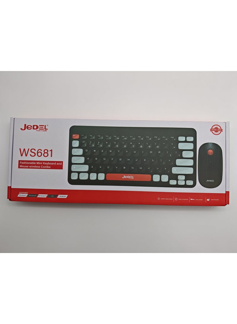 JeDEL - WS681B Wireless Bluetooth Office Mouse and Keyboard Set for PC, Tablet, Cell Phone Black - Image 1